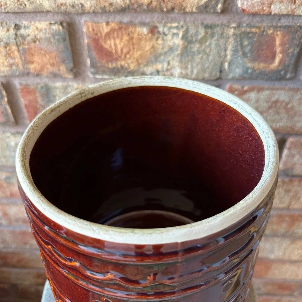 Vintage Mar-Crest Brown Glazed Stoneware Cookies Crock Jar Made in USA Cottage